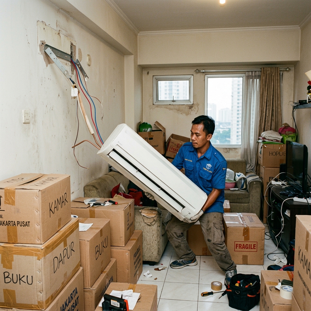 Relokasi AC Apartemen ke Rumah di Sunter ke Bekasi, kondisi sebelum dikerjakan