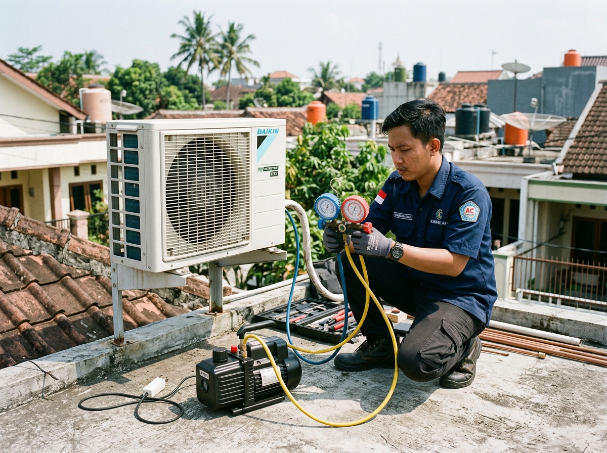 Layanan Cek, Vacuum & Flushing oleh teknisi Sejukin